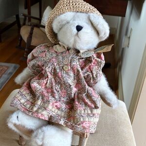 Boyds Bears Pink Floral Teddy with Straw Hat